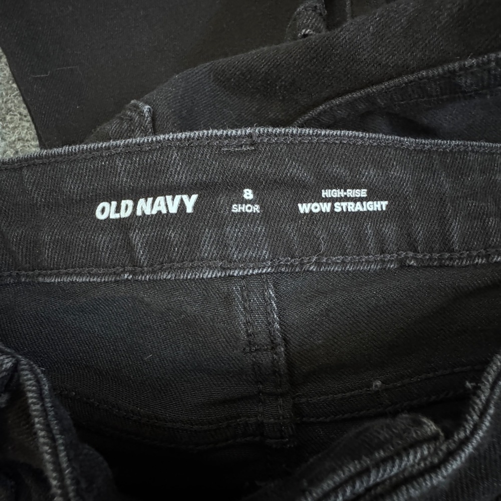 Old Navy Wow Straight High Rise Jeans Black Womens 8 Short Stretch Denim - Picture 2 of 6